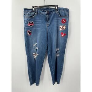 Disney Mickey Mouse‎ Medium Wash Boyfriend Jean with Patches Women's Size 24